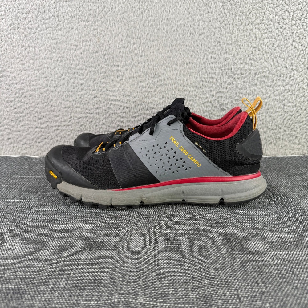 Danner Trail 2650 Campo Mens 10.5 Black Red GTX Waterproof Hiking Shoes 68960